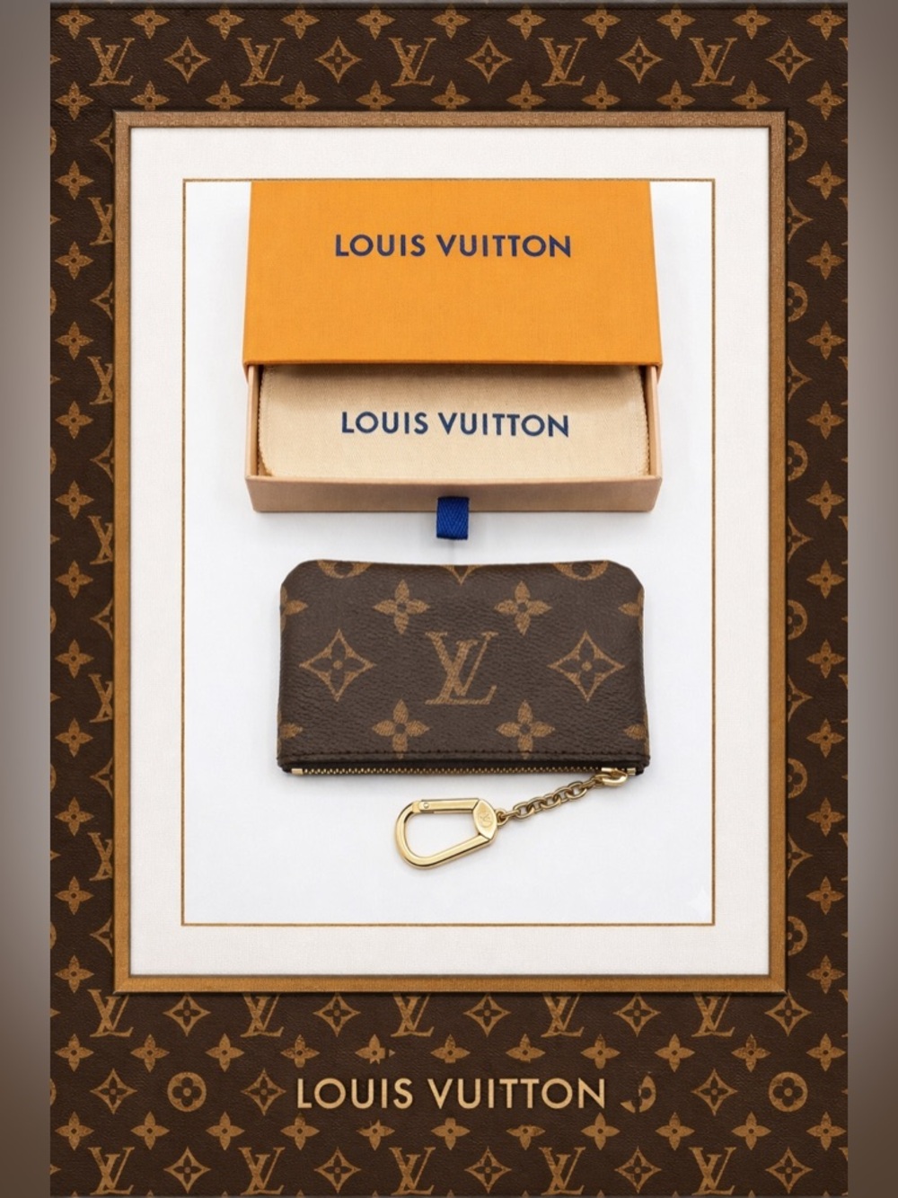 Louis Vuitton Monogram Canvas Key & Card Holder in Brown and Gold coin purse